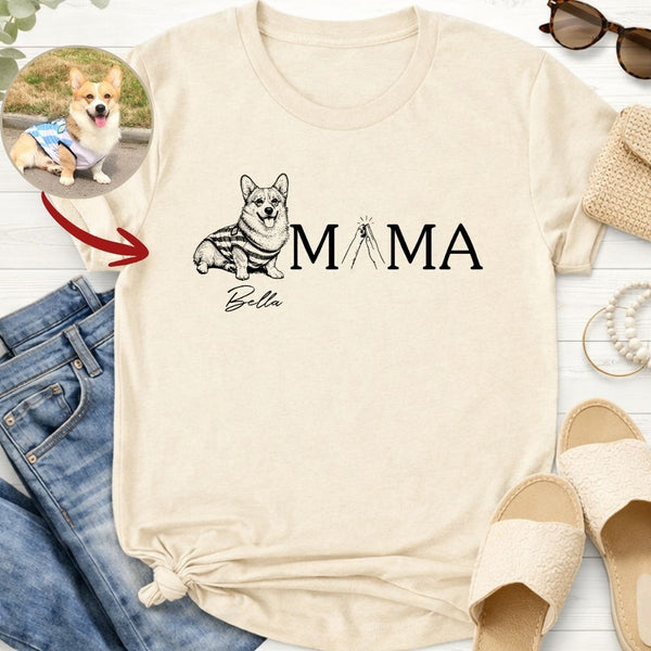 Dog Mama Custom Dog Photo and Name T-shirt for Women, Mothers Day Gift for Dog Mom FSD4808