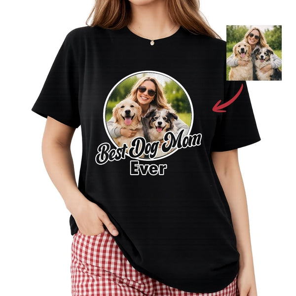 Best Dog Mom Ever Custom Photo T-shirt, Personalized Gift for Dog Mom FSD4825
