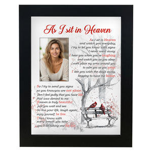 Memorial Shadow Box As I Sit in Heaven Memorial Picture Frame for Loss of Loved One 2x3 Photo TND1