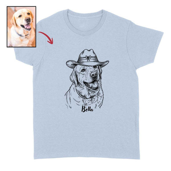Funny Custom Dog wearing a Cowboy Hat Unisex T-shirt FSD4845