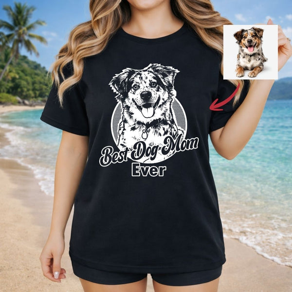 Best Dog Mom Ever Custom Dog T-shirt, Dog Art Personalized Gift FSD4826