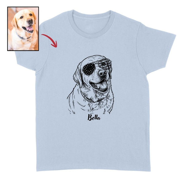 Custom Dog Wearing USA Flag Sunglasses Unisex T-shirt - Personalized Pet Gift FSD4845