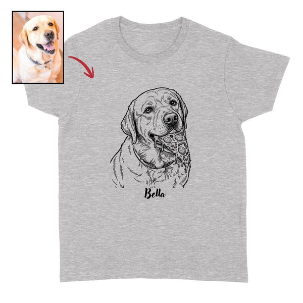 Custom Funny Dog with a Pizza in Its Mouth Unisex T-shirt - Personalized Pet Gift FSD4845