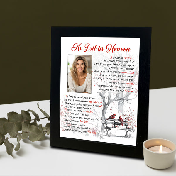 Memorial Shadow Box As I Sit in Heaven Memorial Picture Frame for Loss of Loved One 2x3 Photo TND1