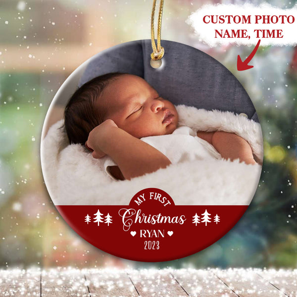 Personalized Baby's First Christmas Ornament, Custom Baby's First Christmas Photo Ornament Decoration OMT08-3