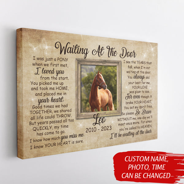 Horse Memorial Canvas Gift| Waiting At The Door Sympathy Gifts for Loss of Horse| In Memory of Horse NXM298