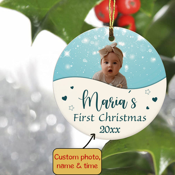 Personalized Christmas Ornaments| My First Christmas Customized Name & Year Baby First Christmas Ornament OMT17-7