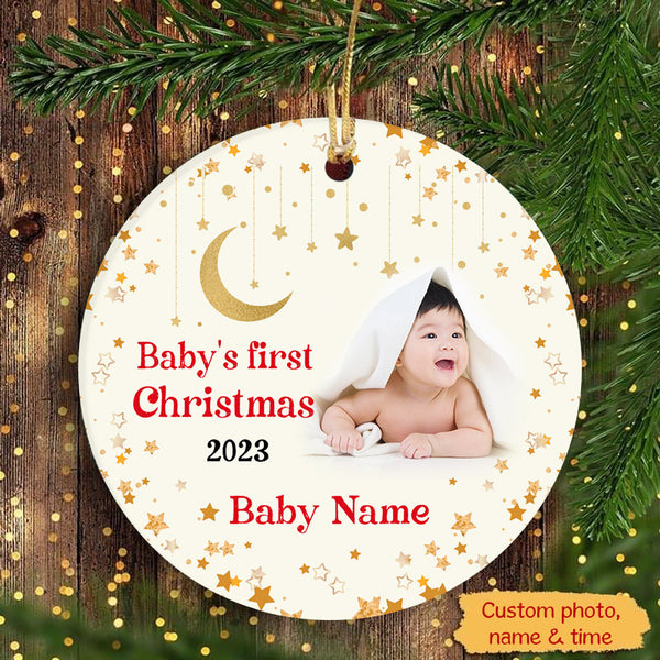 Personalized Baby's First Christmas Ornament, Custom Baby's First Christmas Photo Ornament Decoration OMT08-1