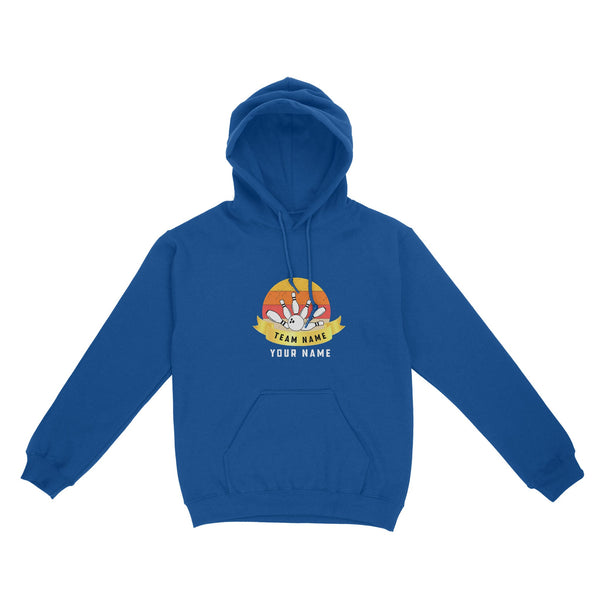 Custom Name and Team name Retro Bowling Ball Pins Unisex Standard Hoodie NQS8693