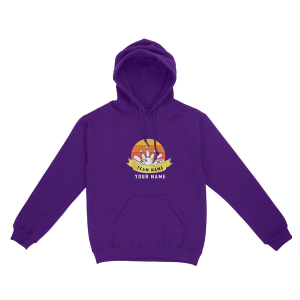 Custom Name and Team name Retro Bowling Ball Pins Unisex Standard Hoodie NQS8693