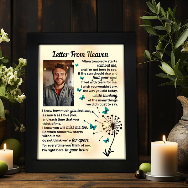 Memorial Shadow Box Letter from Heaven Sympathy Picture Frame Gifts for Loss of Loved One 2x3 Photo TND7
