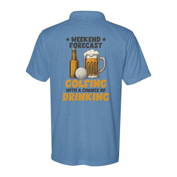 Funny Performance Polo Skull Golf shirt custom weekend forecast golfing with a chance of drinking DM04 NQS9880