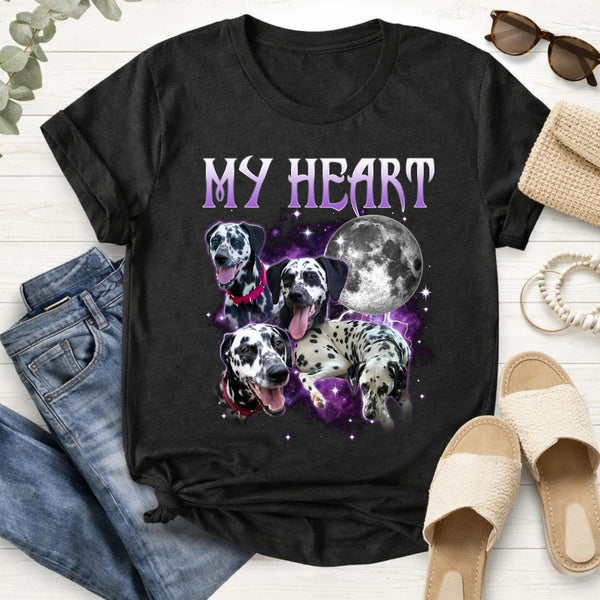 Custom Dog Moon Standard T-Shirt, Dog Potrait Shirt Personalized Gift FSD4798