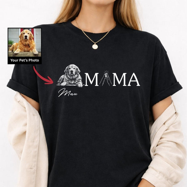 Dog Mama Custom Dog Photo and Name T-shirt for Women, Mothers Day Gift for Dog Mom FSD4808