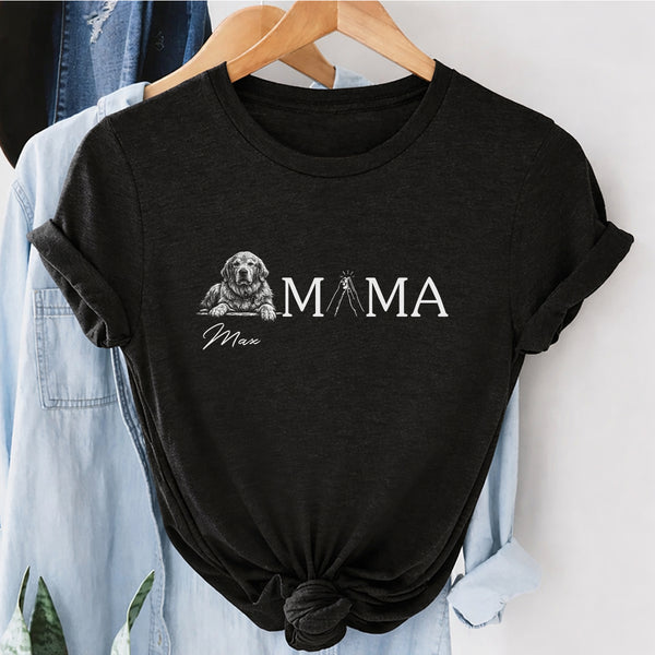 Dog Mama Custom Dog Photo and Name T-shirt for Women, Mothers Day Gift for Dog Mom FSD4808