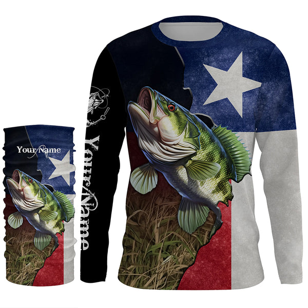 Bass Fishing Texas Flag Custom Name UV Protection Shirts - Personalized Fishing jerseys Fishing Gifts TTN24