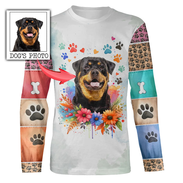 Dog lovers custom dog's photo watercolor effect personalized shirt for dog lover D11
