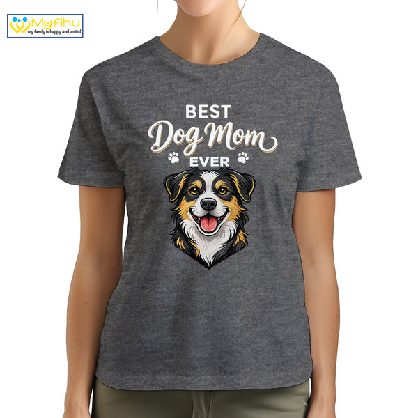 Best Dog Mom Ever Custom Dogface Premium Women's T-Shirt for Mom DM03