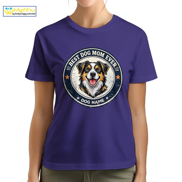 Best Dog Mom Ever Vintage Custom Dogface Premium Women's T-Shirt for Mom DM04