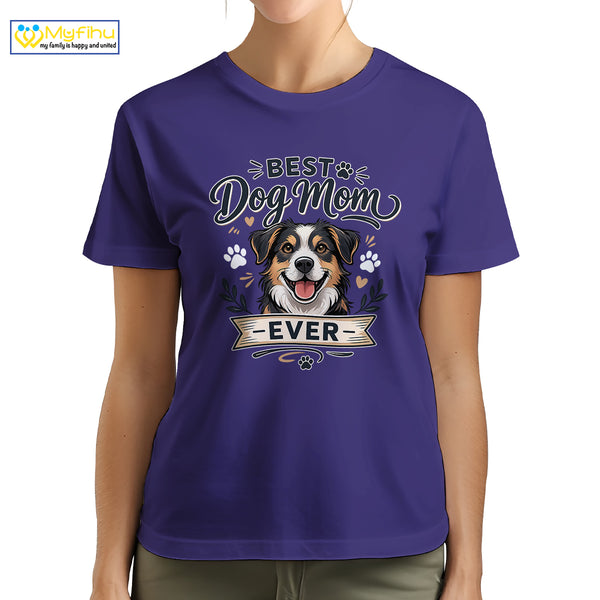 Best Dog Mom Ever Custom Dogface Premium Women's T-Shirt for Mom DM12