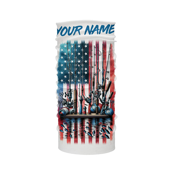 Personalized Patriotic Us Flag Fishing Shirts, Fishing Elements Fishing Tools Long Sleeve Shirt IPHW5543
