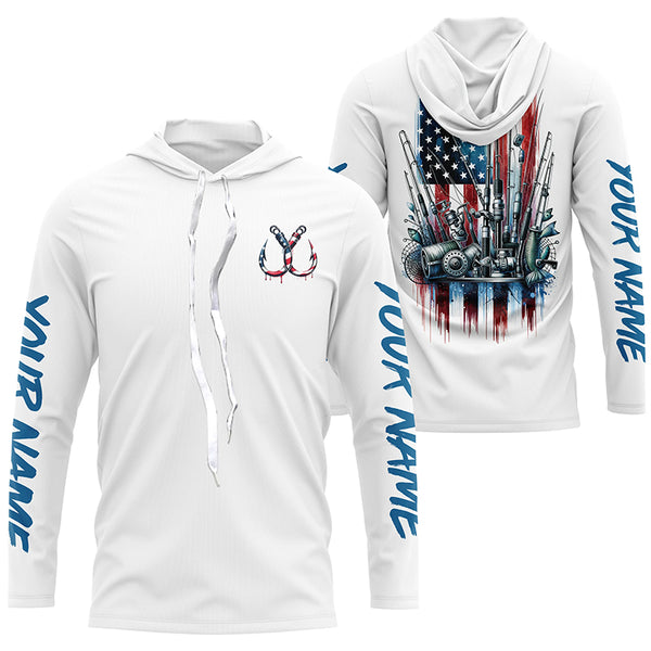 Fishing Tools Us Flag Long Sleeve Custom Fishing Shirts, Patriotic Fishing Gifts IPHW5545