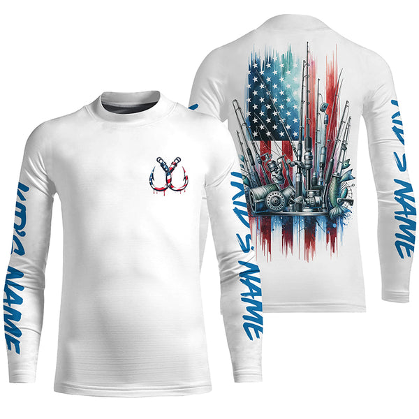 Fishing Tools Us Flag Long Sleeve Custom Fishing Shirts, Patriotic Fishing Gifts IPHW5545