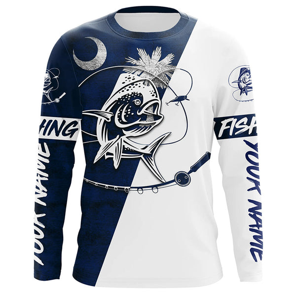 South Carolina Mahi Mahi Sc Flag Custom Long Sleeve Fishing Shirts, Mahimahi Fishing Jerseys IPHW4768