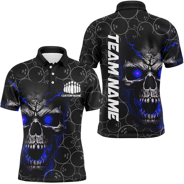 Custom Skull Bowling Polo Shirts For Men and Women, Bowling Pattern Bowling Team 5234IPHW