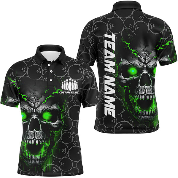 Custom Skull Bowling Polo Shirts For Men and Women, Bowling Pattern Bowling Team 5234IPHW