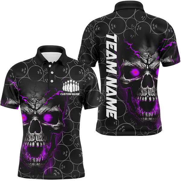 Custom Skull Bowling Polo Shirts For Men and Women, Bowling Pattern Bowling Team 5234IPHW