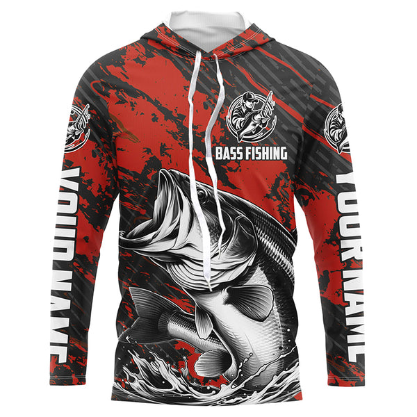 Personalized Bass Fishing Jerseys, Custom Name Bass Long Sleeve Tournament Fishing Shirts IPHW5879