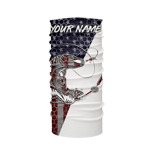 Northern Pike Fishing American Flag Custom Long Sleeve Fishing Shirts, Pike Fishing Jerseys IPHW4603