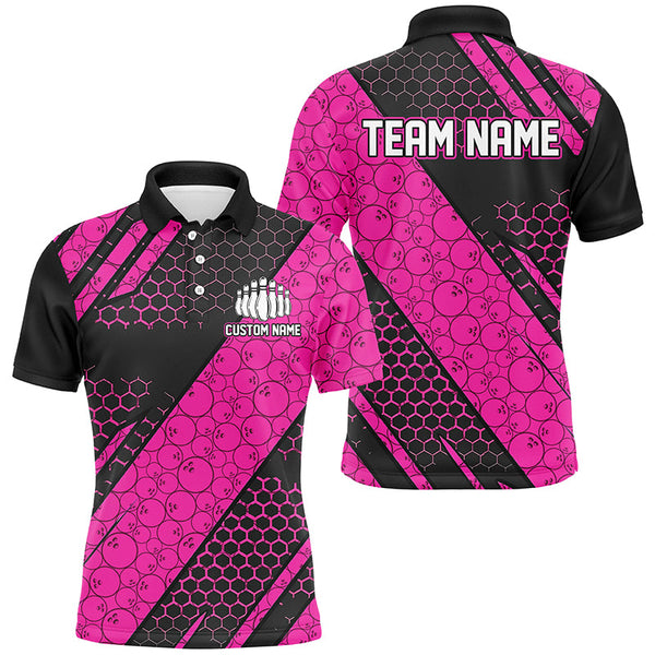 Bowling Ball Pattern Custom Bowling Team Jerseys, Bowlers Shirts For Men And Women | Pink IPHW6477