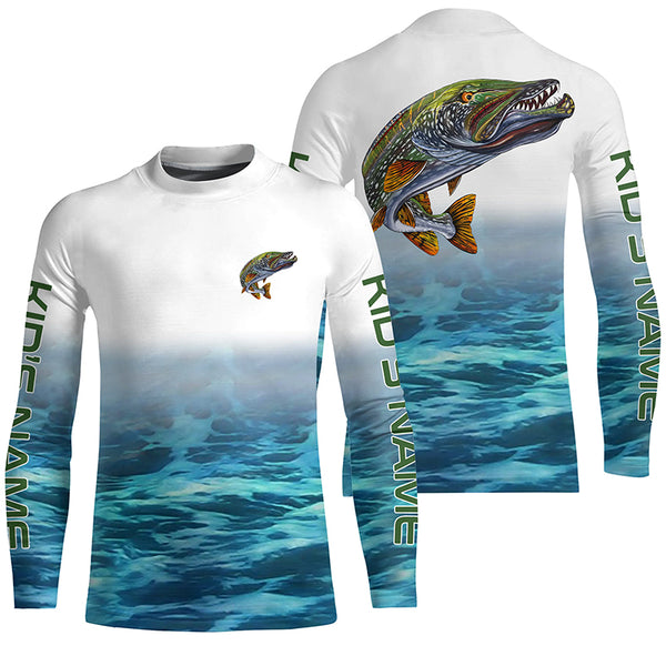 Angry Pike Fishing Custom Long Sleeve Fishing Shirts, Pike Tournament Fishing Jerseys IPHW6134