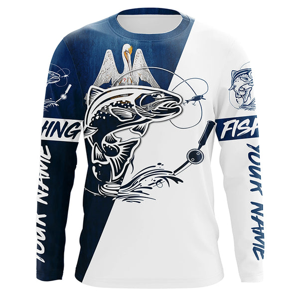 Louisiana  Trout Custom Long Sleeve Tournament Fishing Shirts, Trout Fishing Jerseys IPHW4893