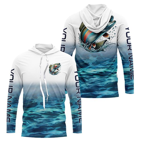 Rainbow Trout Fly Fishing Custom Long Sleeve Tournament Fishing Shirts, Trout Fishing Jerseys IPHW6003