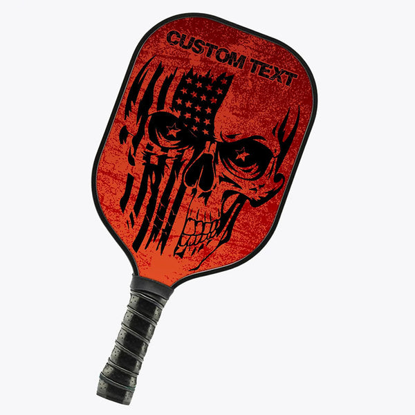 American Flag Skull Custom Us Pickleball Paddle, Patriotic Pickleball Paddle Halloween Pickleball Gifts IPHW7473