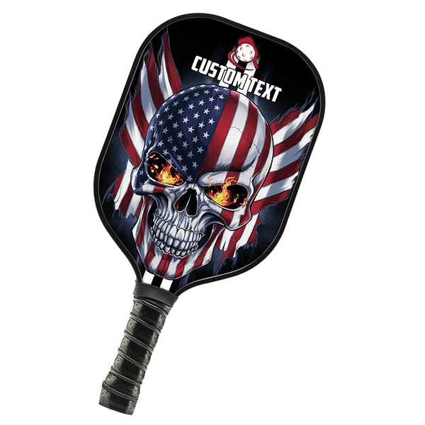 American Flag Skull Custom Us Pickleball Paddle, Patriotic Pickleball Paddle Halloween Pickleball Gifts IPHW7485