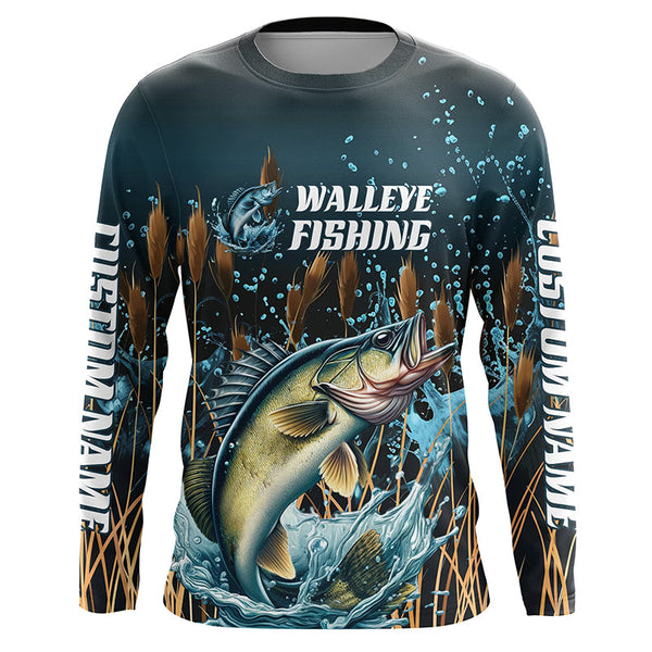 Walleye Fishing Customized Long Sleeve Tournament Fishing Shirts, Walleye Fishing Jerseys IPHW6632