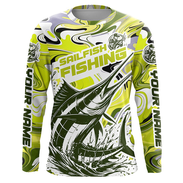 Personalized Sailfish Saltwater Fishing Long Sleeve Fishing Shirts, Multi-Color Sailfish Fishing Jerseys IPHW5889