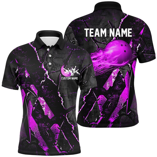 Purple Flame Bowling Ball Customize Bowling Team Shirts, Bowling Tournament Outfits IPHW6481