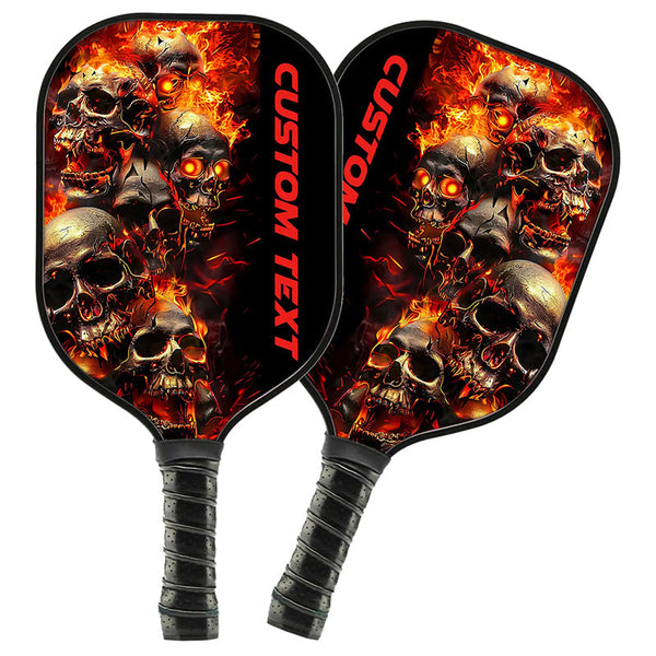 Red Flame Custom Skull Pickleball Paddle For Team, Halloween Pickleball Gifts For Men And Women IPHW7246