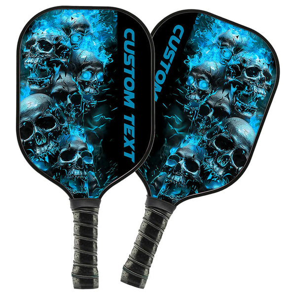Blue Flame Custom Skull Pickleball Paddle For Team, Halloween Pickleball Gifts For Men And Women IPHW7247