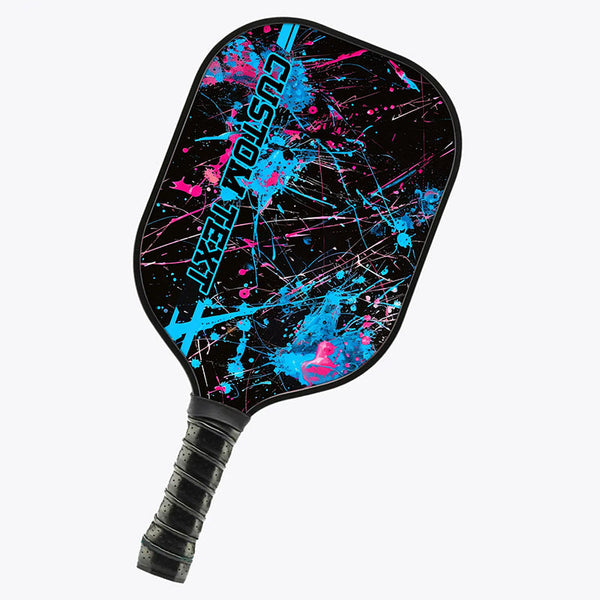 Blue And Pink Paint Splatter 3D Printed Custom Pickleball Paddles, Pickleball Gifts For Men And Women IPHW7220