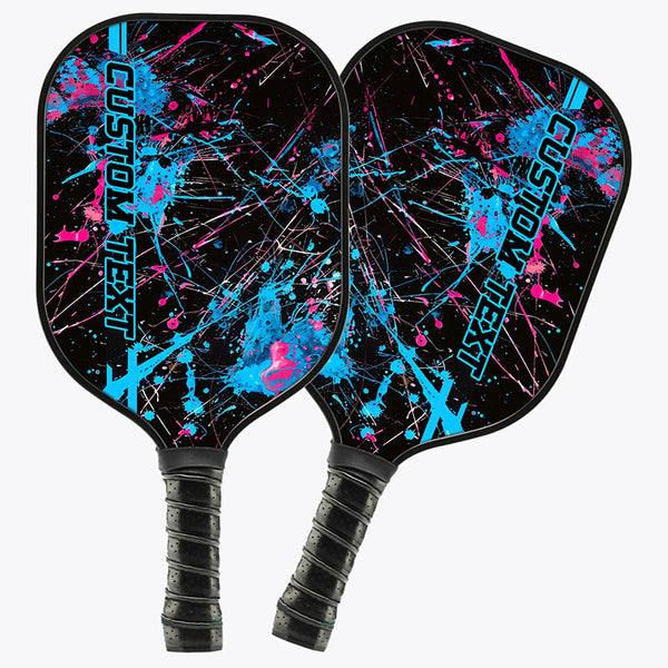 Blue And Pink Paint Splatter 3D Printed Custom Pickleball Paddles, Pickleball Gifts For Men And Women IPHW7220