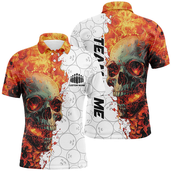 Personalized Skull Bowling Shirt For Men And Women Custom Team'S Name Flame Bowler Jerseys IPHW5810