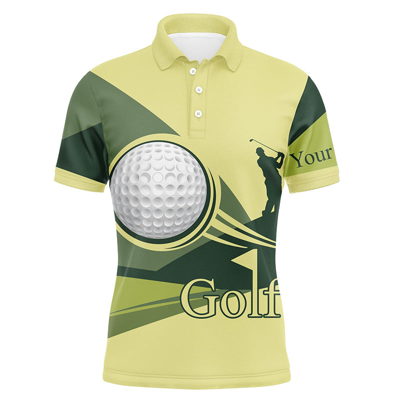 Green Mens golf polo shirts golf balls custom name golf shirts for men, gift for golf lovers NQS4315