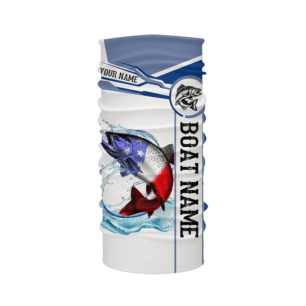 Chinook Salmon Fishing American Flag Custom name and boat name performance Patriotic Fishing Shirts NQS2365