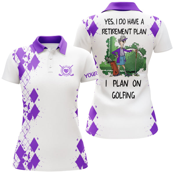 Womens golf polos shirts custom I have retirement plan on golfing, Mother day gift for mom| Multicolor NQS5296